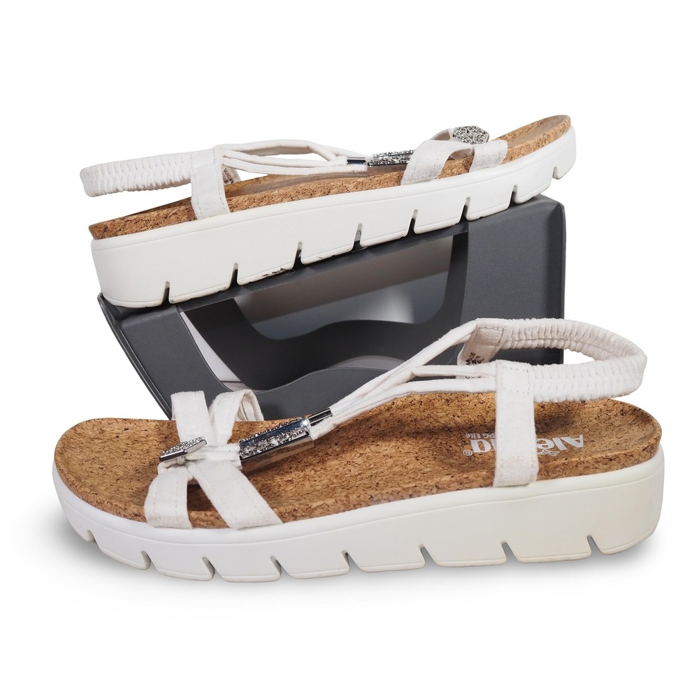Alegria ROZ-6133 Sandals Womens 40 White Cork Platform Comfort Slingback
